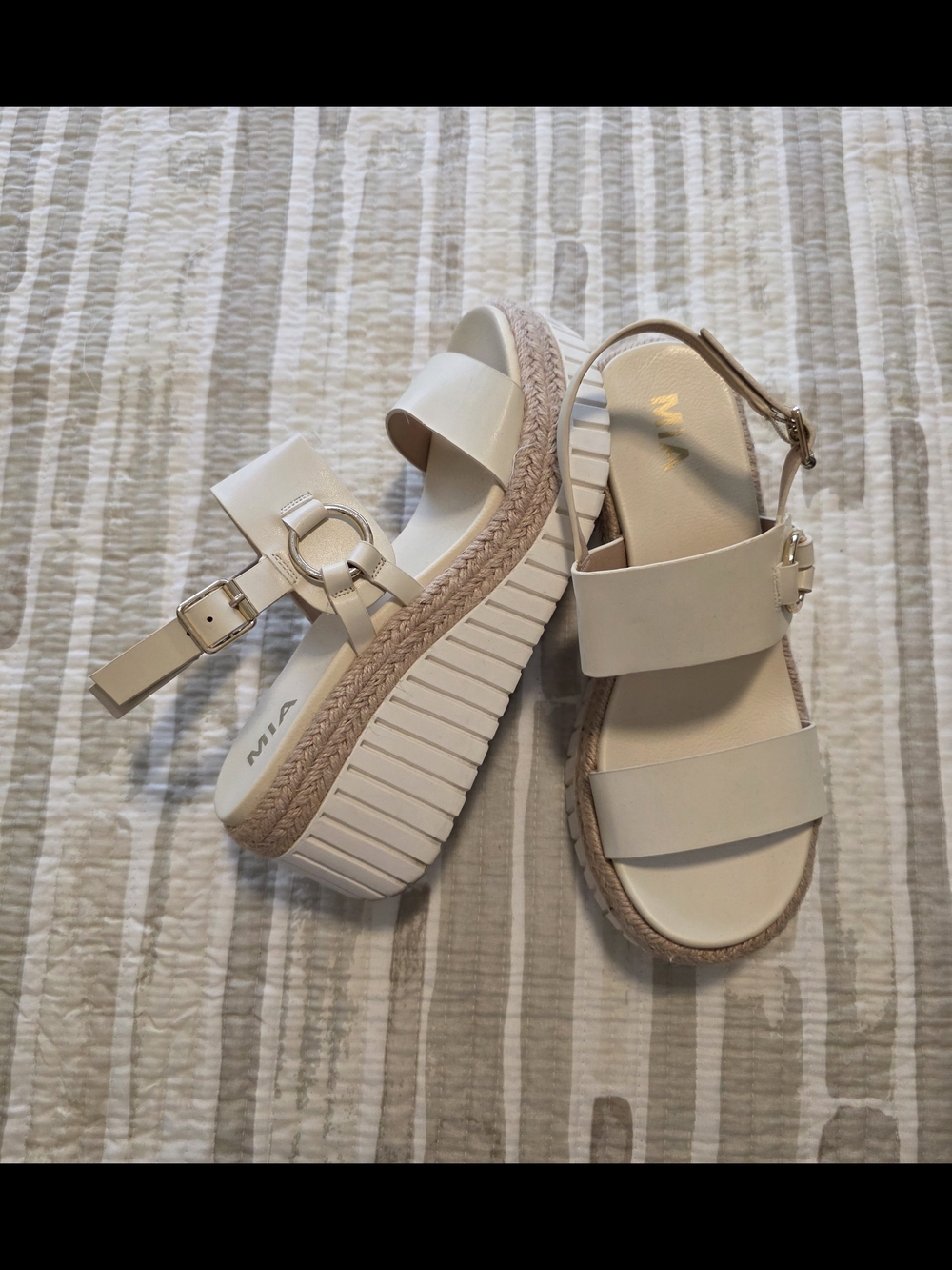 MIA Cream Platform Espadrille Sandal with Buckle Detail